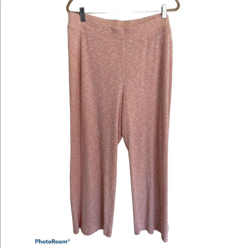 Anthropologie Pink Knit Wide Leg Lounge Pant